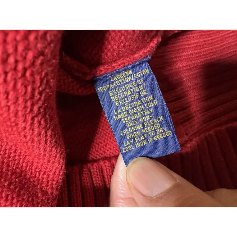 Polo Ralph Lauren 1/4 Button Pullover Sweater Sweatshirt Size Large Red‎